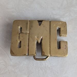 Vintage Solid Brass GMC General Motors Belt Buckle